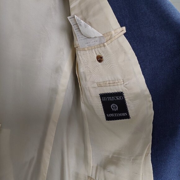 J.P Tilford Samuelsohn Harry Rosen Silk Wool Navy Blue Blazer Sz 42R - Picture 6 of 12